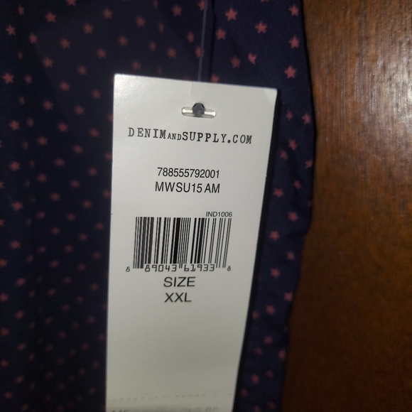 Ralph Lauren Denim and Supply Navy Blue/Pink Stars XXL S/S SHIRT - Picture 4 of 5
